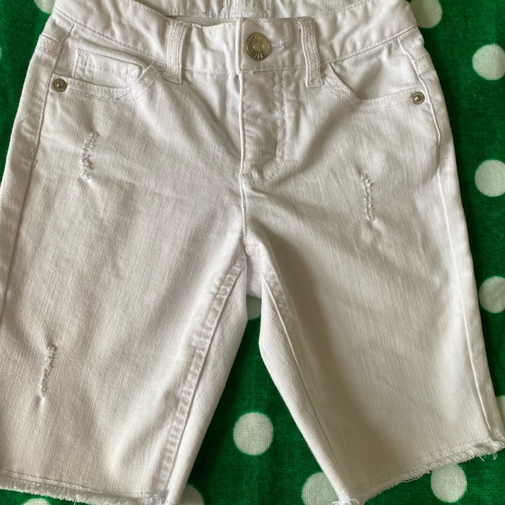 Justice. 8 slim. White Distressed Jean Shorts.